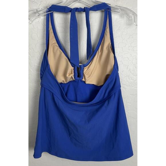 Lands End Tankini Halter‎ Swim Top 6 Blue Lightly Padded 1659 - Picture 2 of 5
